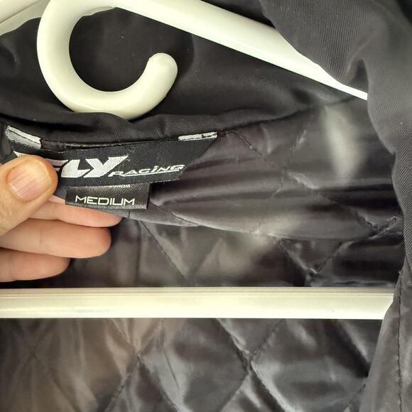 Fly Racing Black Jacket Medium Mens Winter Waterproof Pockets Reflective Logo - Picture 11 of 12
